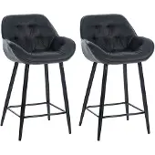 CLP 2er Set Barhocker Gibson Tresenstuhl gepolstert mit Fußstütze dunkelgrau Material Stoff