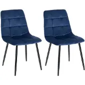CLP 2er Set Esszimmerstuhl Tilde gepolstert mit Rückenlehne bis 150 kg belastbar blau Material Samt