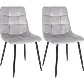 CLP 2er Set Esszimmerstuhl Tilde gepolstert mit Rückenlehne bis 150 kg belastbar grau Material Samt