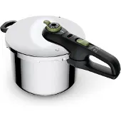 Tefal Secure Trendy Schnellkochtopf mit Korb 8 L; P25844, 8 l, Keramik, Gas, Halogen, Induktion, Versiegelte Platte, Edelstahl, 22 cm, Edelstahl, Schwarz