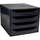 Exacompta ECOBOX Schubladenbox 4 Schübe Himbeerfarben, A4/A4+, offene Front, leise, Sicherheitsstopp