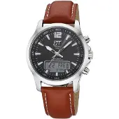 ETT Eco Tech Time EGA-11713-21L Herrenuhr Funk-Solar Professional Worldtimer Braun
