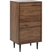 Beliani Kommode Dunkelbraun MDF mit 4 Schubladen Metallbeine Holzoptik Lamellenoptik Moderner Stil Aufbewahrung Stauraum für Schlafzimmer