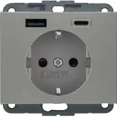 Berker BerkerK.5SCHUKO-Steckdose mit USB Typ A und USB Typ C, 20W PD (edelstahl matt, lackiert)
