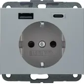 Berker BerkerK.5SCHUKO-Steckdose mit USB Typ A und USB Typ C, 20W PD (alu matt, lackiert)