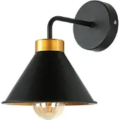 Licht-Erlebnisse Wandleuchte innen Schwarz Gold Metall E27 Vintage Loft Wandlampe Küche Wohnzimmer Flur