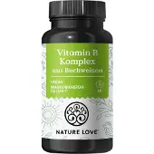 Nature Love Vitamin B Komplex Buchweizen – 60 Kapseln Vit B1, 2, 3, 5, 6, 7 (Biotin), 9 & B12 43 g
