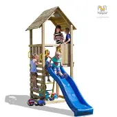 Fungoo Spielturm / Gartenspielhaus CAROL1, mit Rutsche 2,2m & Sprossenwand; 03030