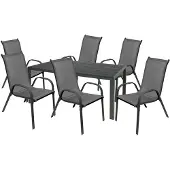 Mojawo Gartengarnitur Sitzgarnitur 5-teilig 160x90cm WPC Anthrazit/Grau