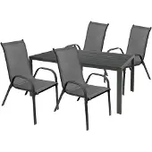 Mojawo Gartengarnitur Gartenmöbel 5tlg 160x90cm Non-Wood Tisch Stapelstuhl