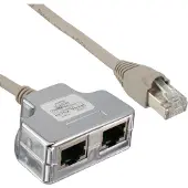 InLine Cat.5e T-Adapter (Port-Doppler), RJ45 Stecker an 2x RJ45 Buchse 0,15m, 0,15 m, Silber