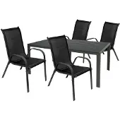 Mojawo Gartengarnitur Sitzgarnitur 5-teilig 160x90cm Non-Wood Anthrazit/Grau