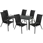 Mojawo Gartengarnitur Sitzgarnitur 7-teilig 160x90cm Non-Wood Anthrazit