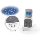 Alecto DBX150 - s Full Eco DECT Audio Babyphone mit Projektor, Display, Nachtlicht und Schlafliedern - Weiß/Grau