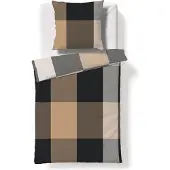 Fleuresse Lech Edelflanell Bettwäsche 135x200 Karo karamell grau sand 604386-07