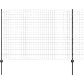 vidaXL Euro-Zaun mit Pfosten 10 x 1,5 m PVC-beschichteter Stahl Grau