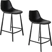 Dutchbone Franky Barhocker mit Rückenlehne 65 cm Schwarz - 2 er Set