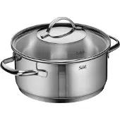 WMF Achat Bratentopf mit Glassdeckel 20cm Edelstahl, 2,56 l, Edelstahl, Edelstahl, Edelstahl, Keramik, Elektro, Gas, Induktion, Edelstahl