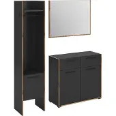 Ebuy24 Garderoben-Set Bueno | Basalt grau / Nox Oak | 3-teilig