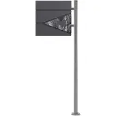 ML-Design ECD Germany Standbriefkasten Edelstahl, mit Pfosten & Zeitungsfach, Postkasten Anthrazit Schwarz Marmoroptik, Stahl pulverbeschichtet