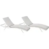 Beliani Gartenliege 2er Set Weiß Aluminium mit Bespannung Hellgrau Stoff Verstellbares Kopfteil Modern Outdoor Garten Terrasse Balkon Außenbereich