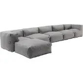 Oviala Modulares Ecksofa mit 3 Sesseln 2 Ecken und 1 grauem Hocker - Mixi