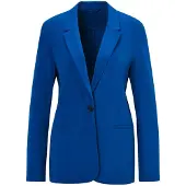 Goldner Kurzgröße: Damenblazer mit Reverskragen und Paspeltaschen in royalblau | Gr.: 21