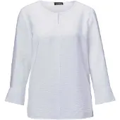Goldner Viskosebluse mit 3/4-Ärmeln, Rundhals in weiß | Gr.: 40
