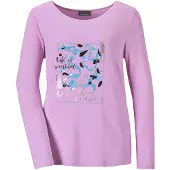 Goldner Kurzgröße: Shirt mit Glitzerprint, Rundhals in flieder / gemustert | Gr.: 21