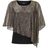 Goldner Jerseyshirt mit Glanzakzenten in schwarz / metallic / gemustert | Gr.: 42