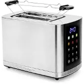 Emerio Toaster mit Digitaldisplay – 2 Schlitzen – Auftaufunktion – Einstellbarer Thermostat – Krümelschublade – Edelstahl-Toaster – TO-132888 – Silber