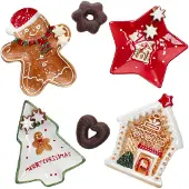 MamboCat 4tlg Keksteller Set Patisserie Weihnachten Tanne Stern Lebkuchenmann Haus Snack