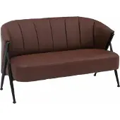 Mendler 2er-Sofa MCW-P30, Zweisitzer Polster-/Lounge-Sofa Couch Vintage Retro Industrial Metall Kunstleder rostrot