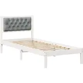 vidaXL Bettrahmen Hellgrau 90 x 200 cm Massives Kiefernholz