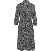 Goldner Blusenkleid mit Print und 3/4-Arm in schwarz / cremeweiß / gemustert | Gr.: 44