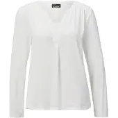 Goldner Kurzgröße: Elegantes Chiffonshirt mit Jersey-Details in cremeweiß | Gr.: 22