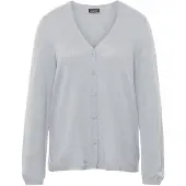 Goldner Kurzgröße: Kaschmir-Strickjacke mit V-Ausschnitt in silbergrau / melange | Gr.: 22