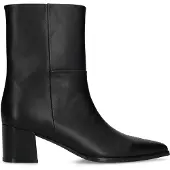 Manfield Schwarze Lederstiefeletten mit Absatz | Größe 37