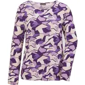 Goldner Kurzgröße: Langarm Viskose-Jersey Shirt mit Print in lila / gemustert | Gr.: 20