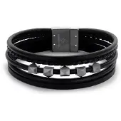 Procos Victoria Schwarzes Herrenlederarmband