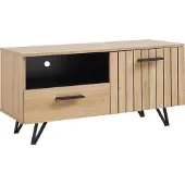 En.casa Fernsehschrank ‘Noppen’ mit Schublade und Tür 100 x 38 x 49 cm Eicheoptik