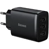 Baseus Compact Schnellladegerät, 3x USB, 17 W (Schwarz)