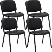 CLP 4er Set Besucherstuhl Ken Kunstleder stapelbar und mit modernem Design schwarz