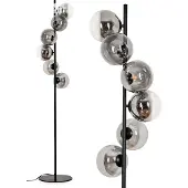Hofstein Garaguso Stehlampe aus Metall/Glas in Schwarz/Rauchfarben/Klar