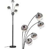 Hofstein Cesaro Stehlampe aus Metall/Glas in Schwarz/Rauchfarben/Klar