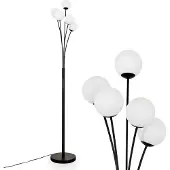 Hofstein Lerici Stehlampe aus Metall/Glas in Schwarz/Weiß