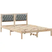 vidaXL Bettrahmen Hellgrau 140 x 200 cm Massives Kiefernholz