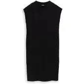 Tom Tailor Damen Strickkleid mit Stehkragen, schwarz, Uni, Gr. 42