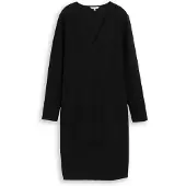 Tom Tailor Damen Kleid mit Glitzer-Effekt, schwarz, Uni, Gr. 36