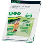 Leitz Laminierfolien iLAM 33818, A4 Hoch-& Querformat, Stärke 80 µm, L 309 x B 222 mm, PET, farblos, 100 Stück